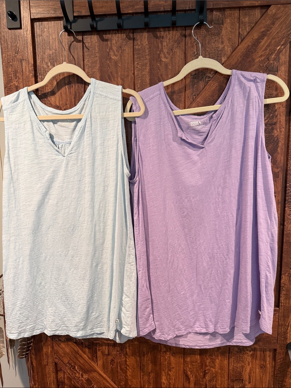 Eddie Bauer Sleeveless V-Neck Tank Tops in Light Blue and Lavender